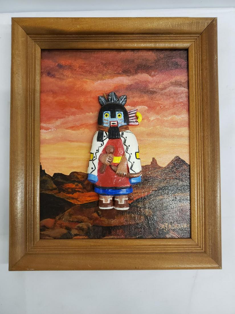 1985 Hopi Kachina framed artwork by Ann R Jacklin: 1985 Hopi Kachina framed artwork by Ann R Jacklin