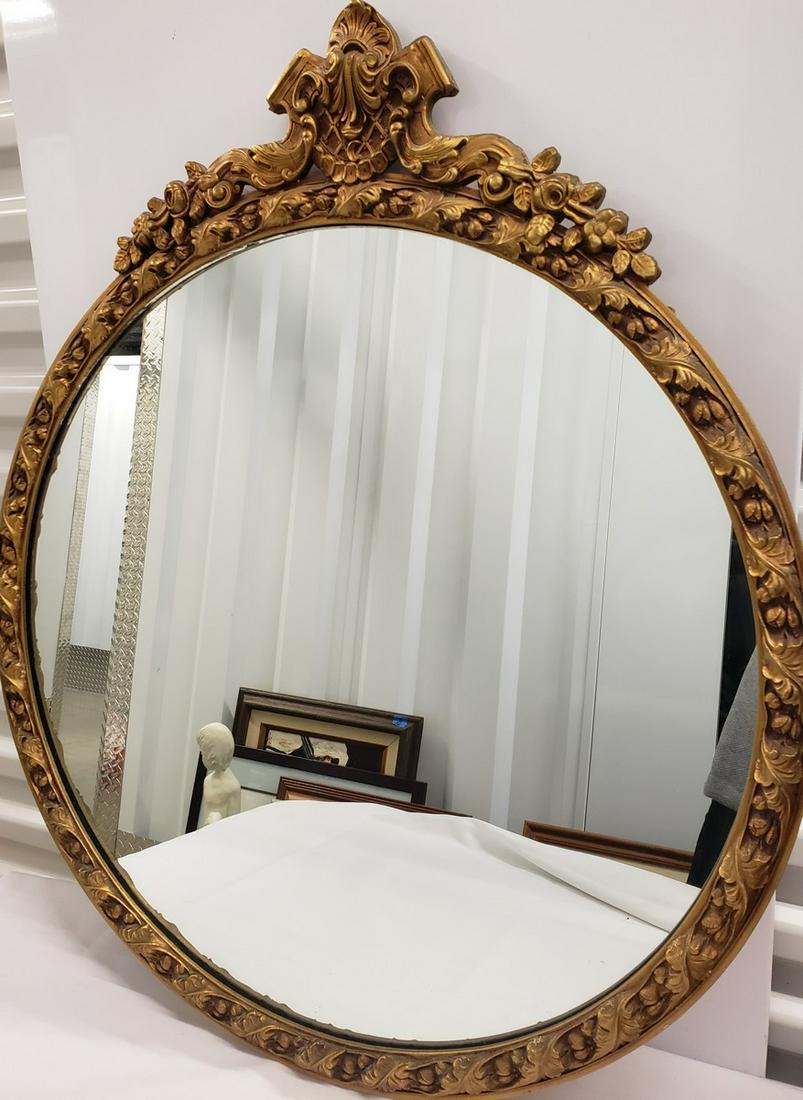 Gold gilt framed circular mirror (1 of 1)