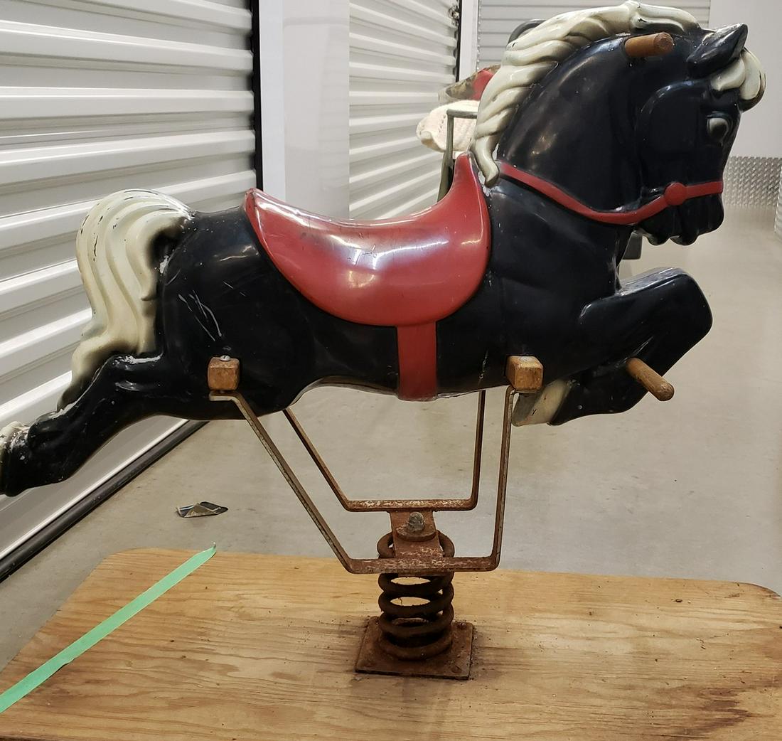 Antique Playground Horse Spring Ride mounted on wooden (1 of 1)