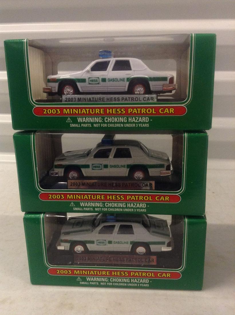 Three 2003 Mini Hess Patrol Cars in Boxes: Three 2003 Mini Hess Patrol Cars in Boxes