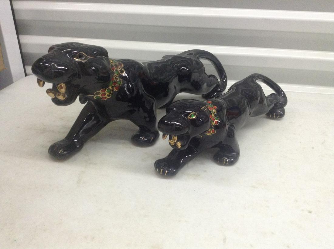 Two Mid Century Modern Panther statues largest (1 of 1)