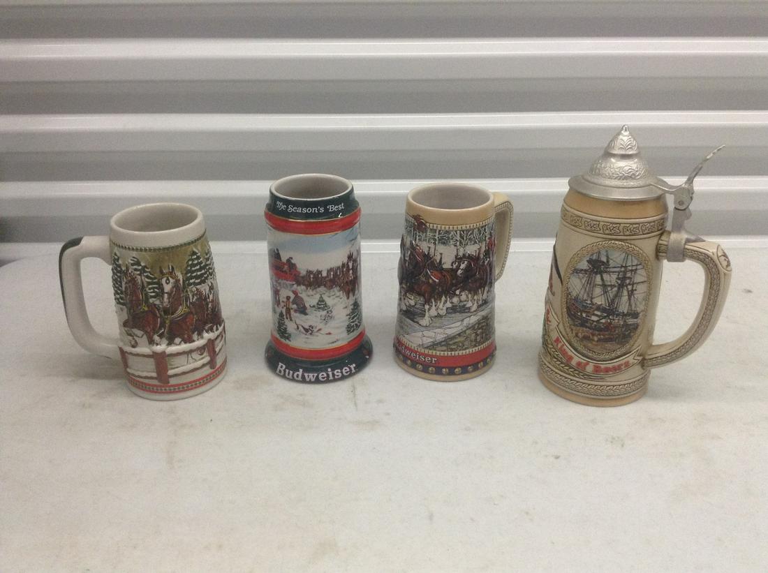 Lot of 4 Budweiser Steins (1 of 1)