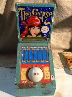 1980 Coin OP Arcade Games The Gypsy 25 cent Metal: 19 in. high, 9 in. wide