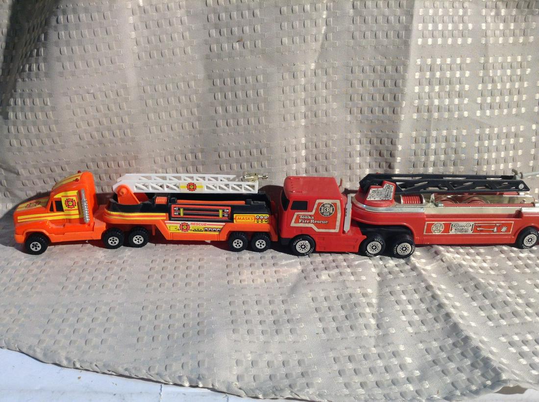 1990 Buddy Plastic and Tonka Plastic Trucks: 10 in. and 11 in. long
