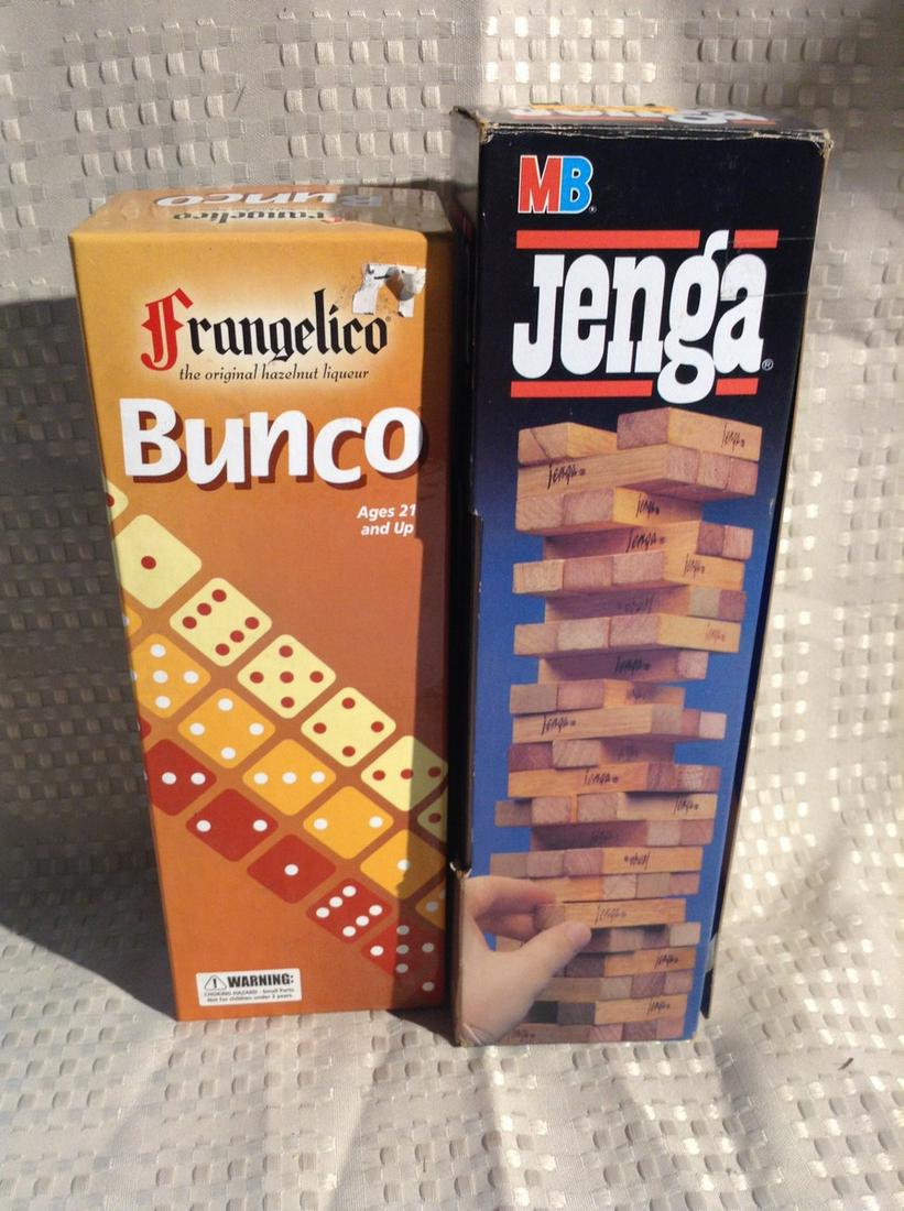 Jenga and Bunco Games in Boxes: Unknown if complete