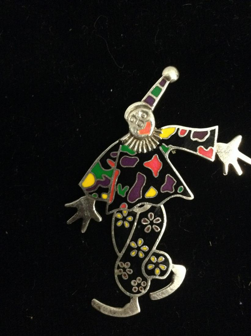 Sterling Enamel Clown Pin: Sterling Enamel Clown Pin