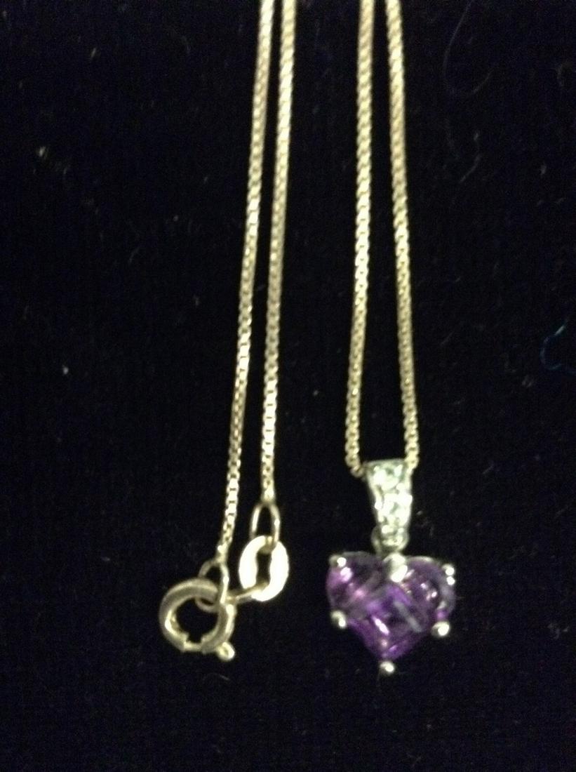 Sterling Necklace with Amethyst Heart Pendant (1 of 1)