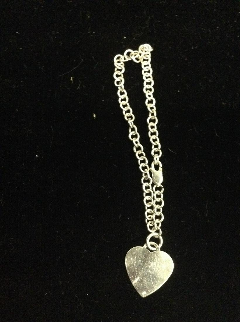 Sterling Bracelet with Heart Charm: Sterling Bracelet with Heart Charm
