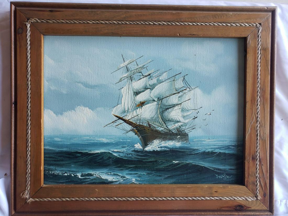 Jackson clipper ship oil on canvas seascape painting (1 of 1)