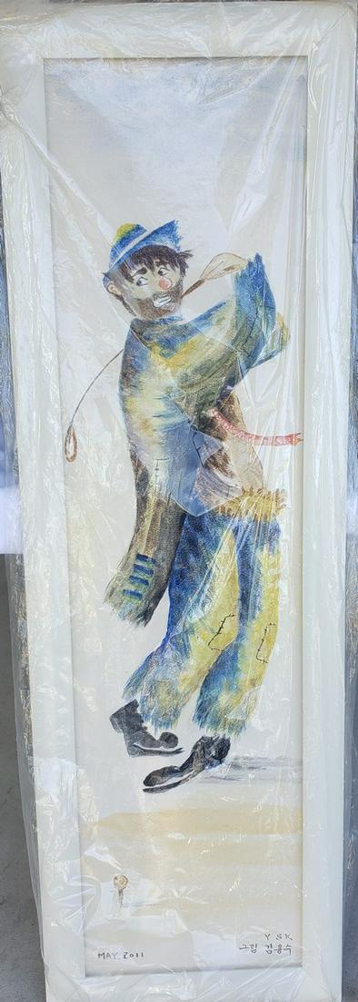 YSK framed clown artwork dated may 2011 18x55 (1 of 1)