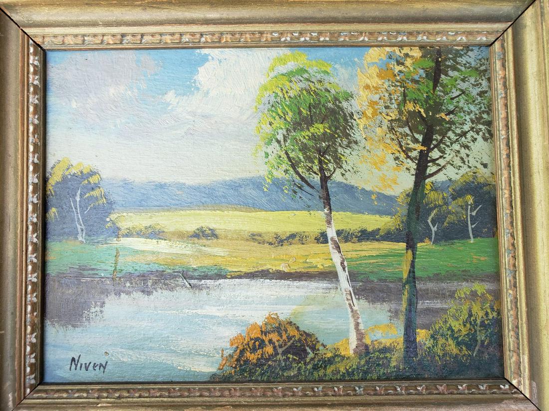 Niven framed oil on canvas artwork 9.5x8 (1 of 1)