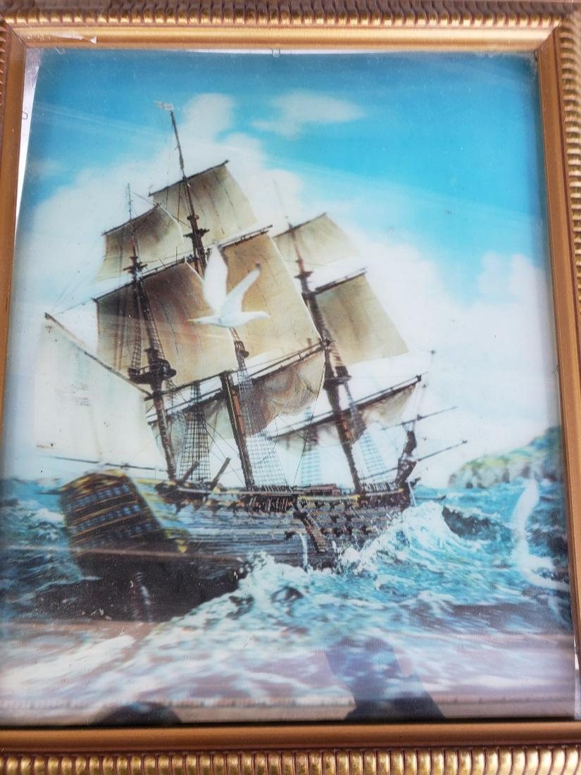 Ship on rough waters framed artwork 12x15 (1 of 1)