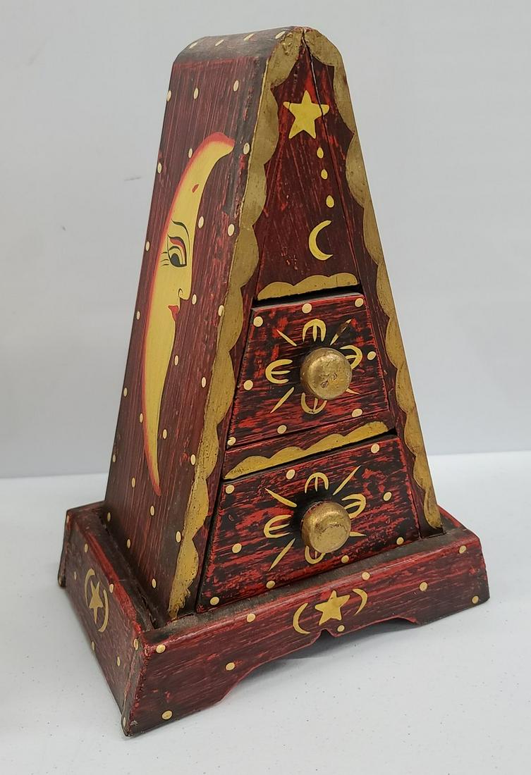 Celestial Wood Haintpainted Box 12": Celestial Wood Haintpainted Box 12"