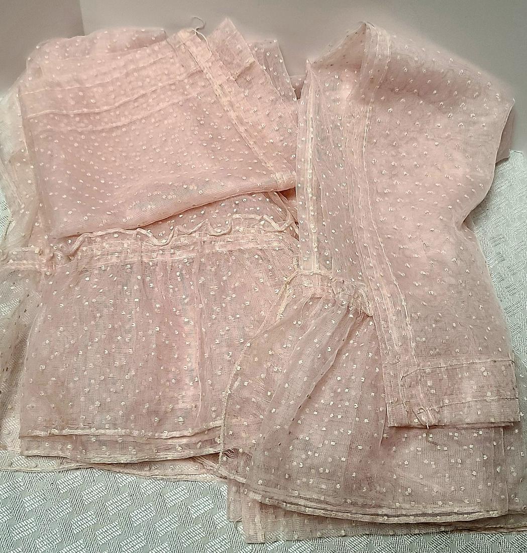 Vtg Pink Curtains 6 Panels 34" long: Vtg Pink Curtains 6 Panels 34" long