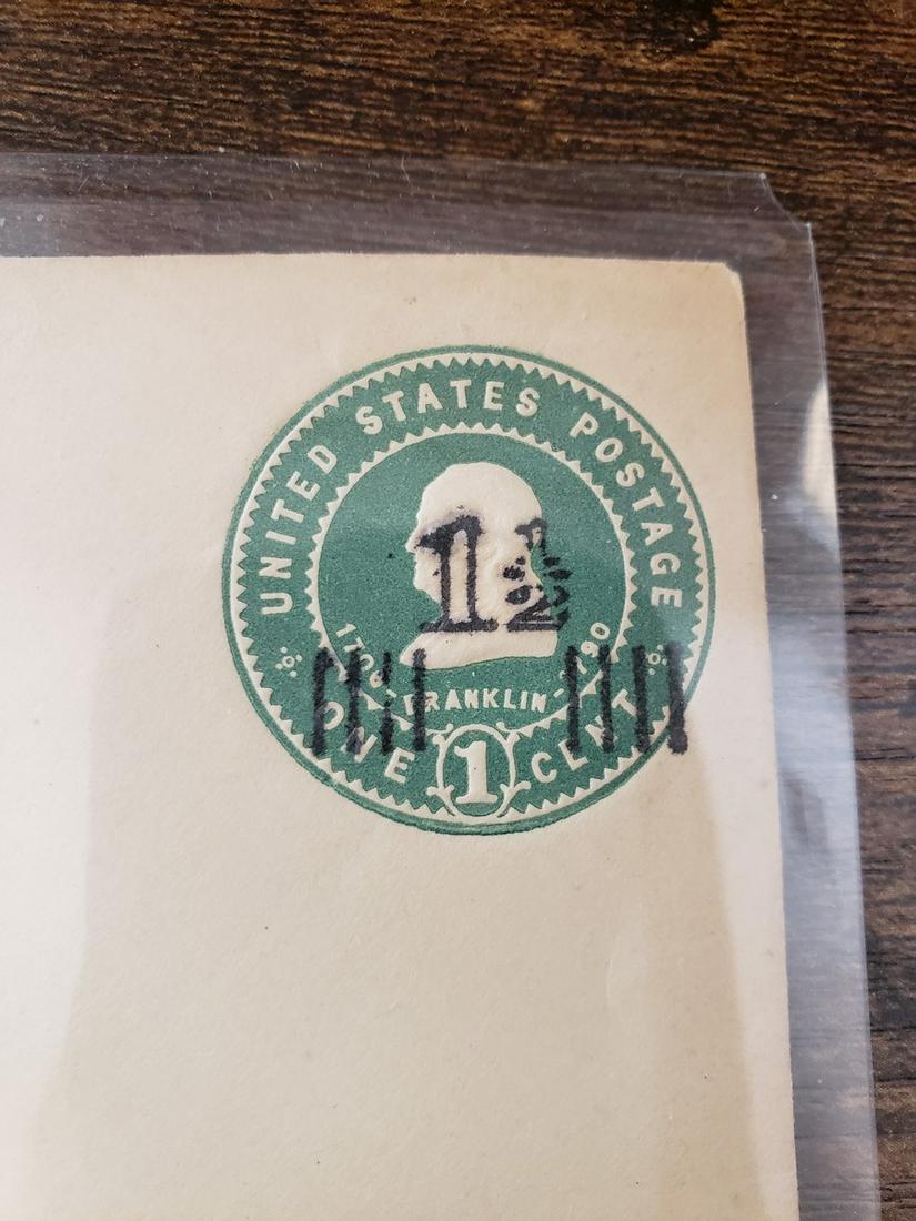 United States postage Benjamin Franklin green 1cent (1 of 1)