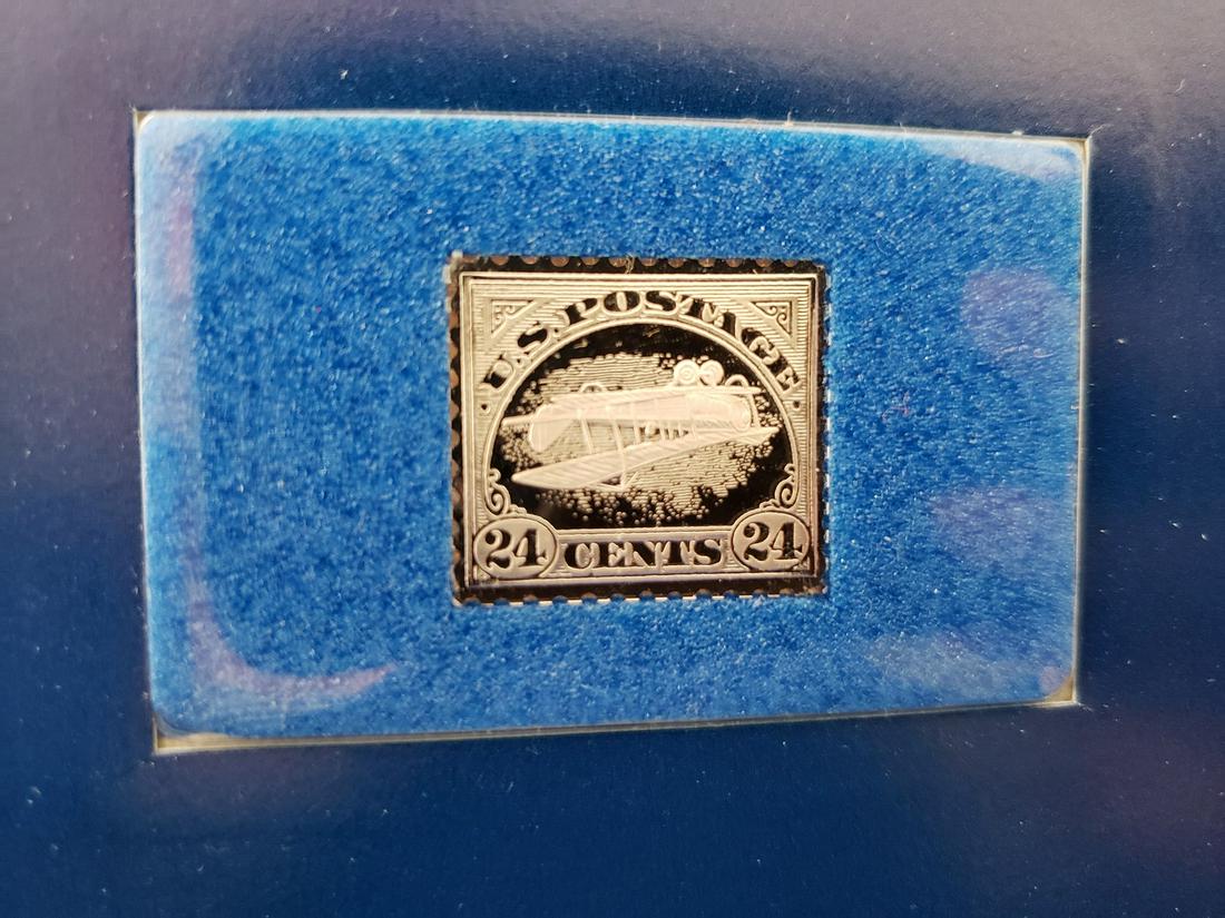 Sterling Silver US 1918 24 cent air mail inverted: Sterling Silver US 1918 24 cent air mail inverted center stamp