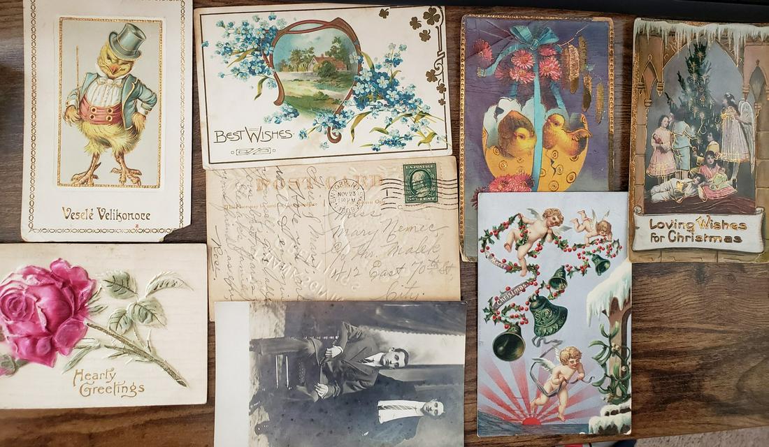 Lot of Postcards with stamps - 1 cent green Washington, (1 of 1)