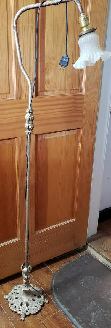 Solid brass floor lamp with white glass shade -we did (1 of 1)