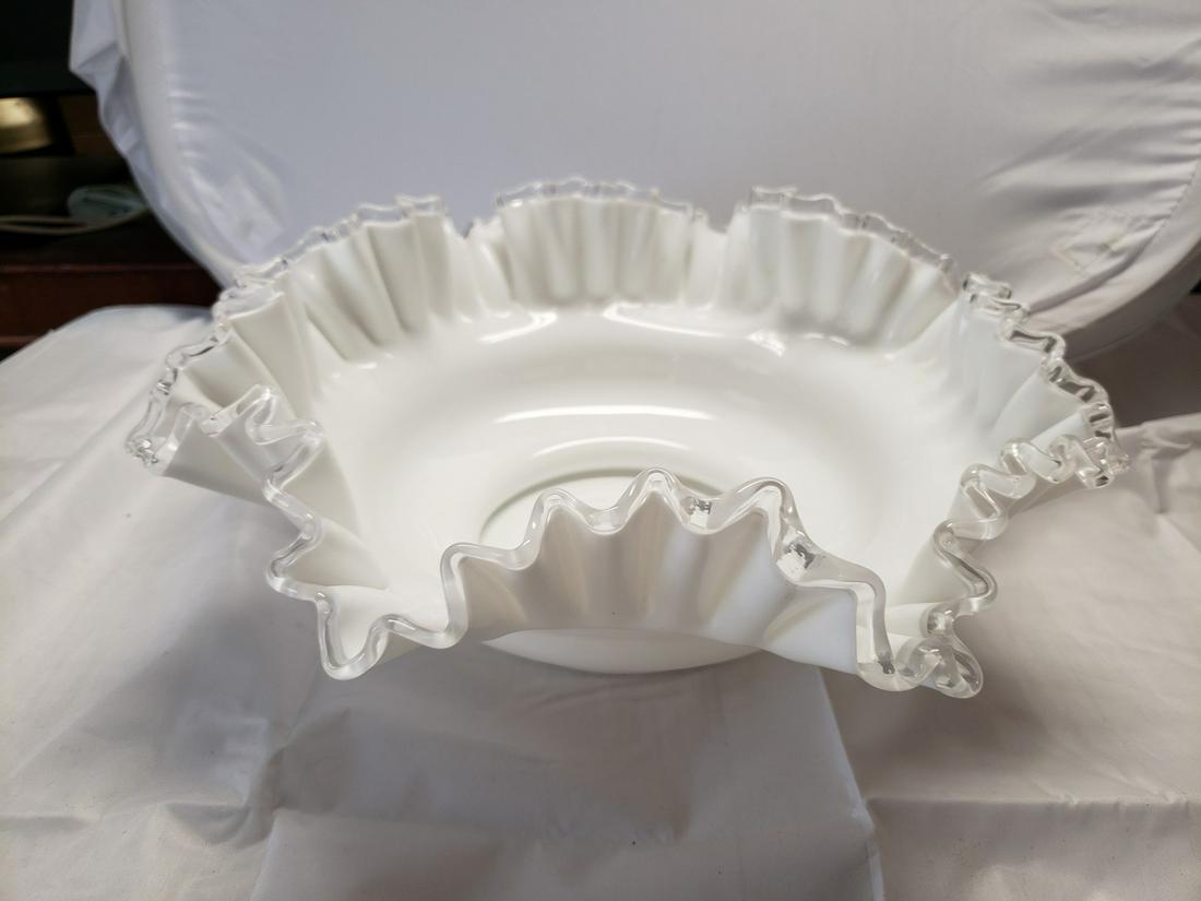 Vintage Fenton White Milk Glass silver crest clear (1 of 1)