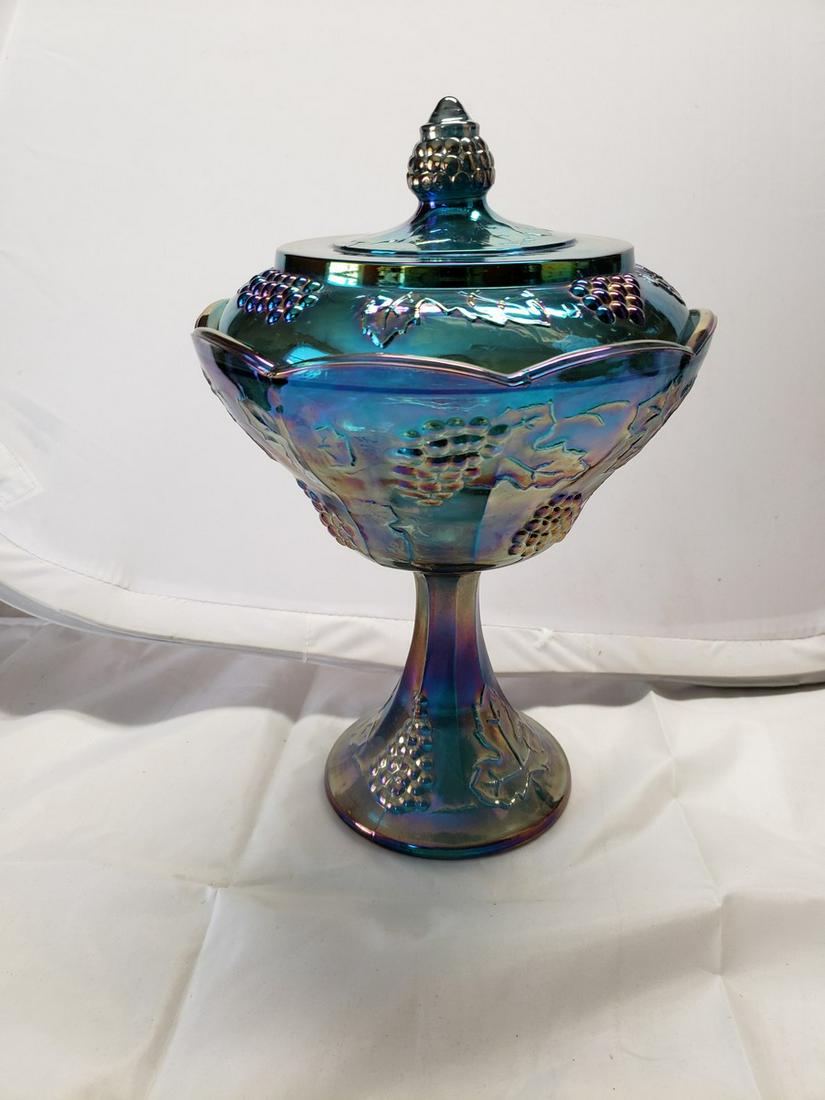 Iridescent Carnival pedestal bowl: Iridescent Carnival pedestal bowl