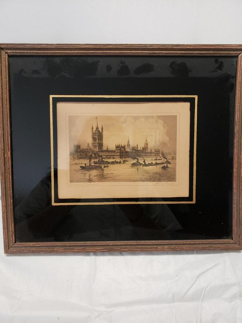 Albany E. Howarth A.R.E. 1872-1936 etching "Houses of (1 of 1)