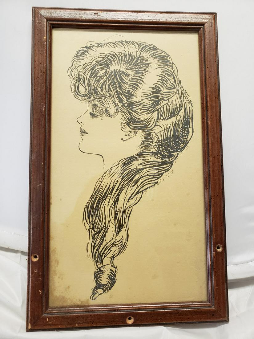 1918 Grace Darling woman hair print framed (1 of 1)