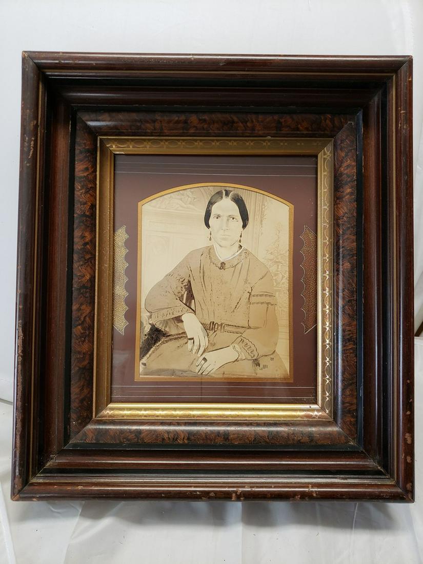 Antique Victorian Woman Portrait Pencil drawing Civil (1 of 1)