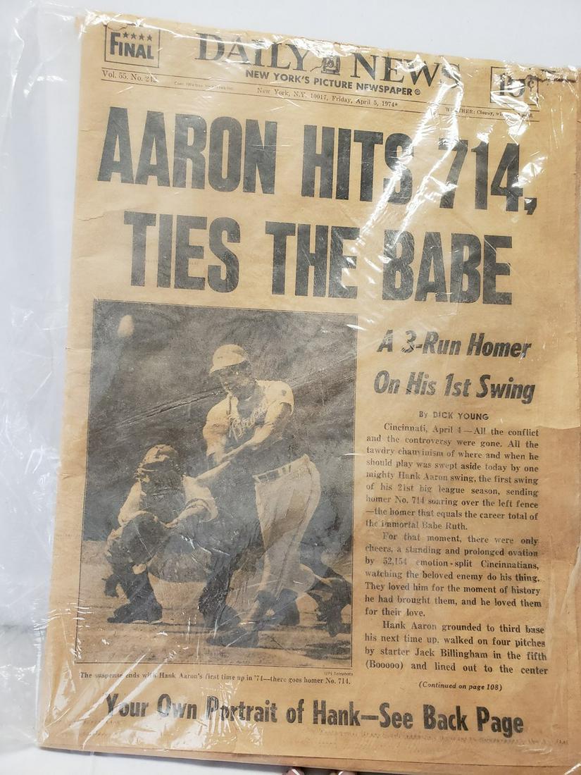 Vintage Daily Newspaper - Hank Aaron Hits 714 homeruns (1 of 1)