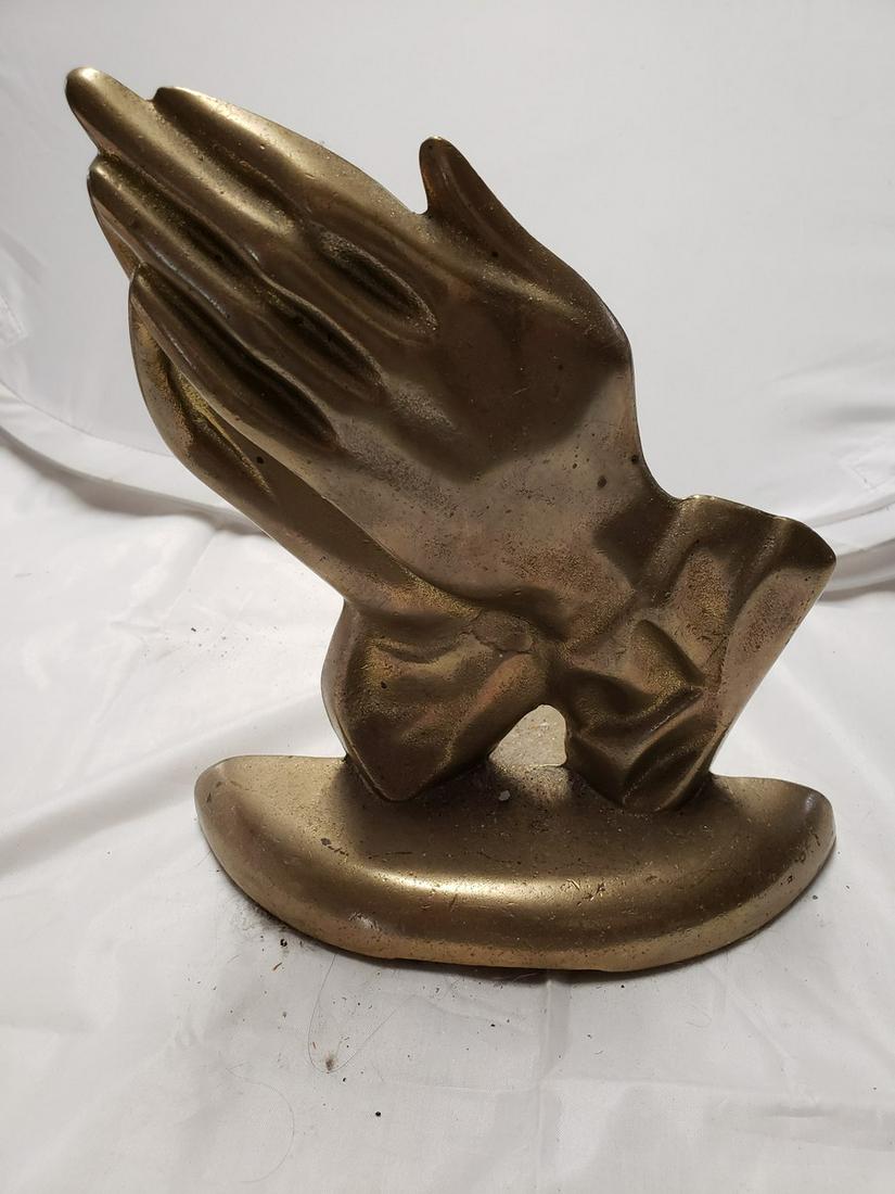 Pair of solid brass hand book ends (1 of 1)