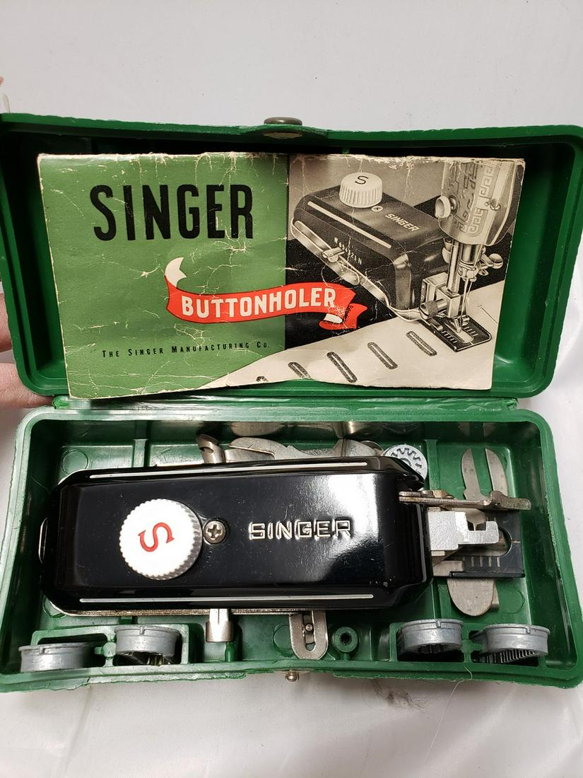 Vintage Singer Buttonholer with original case and: Vintage Singer Buttonholer with original case and manual