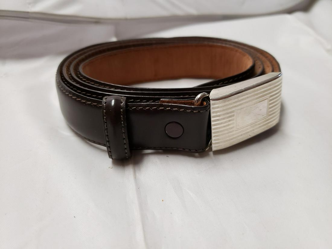 Sterling Silver belt buckle with belt: Sterling Silver belt buckle with belt