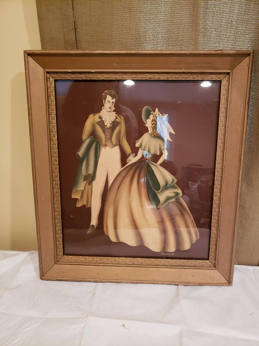 Vintage framed 1940's Turner Courting couple lithograph (1 of 1)