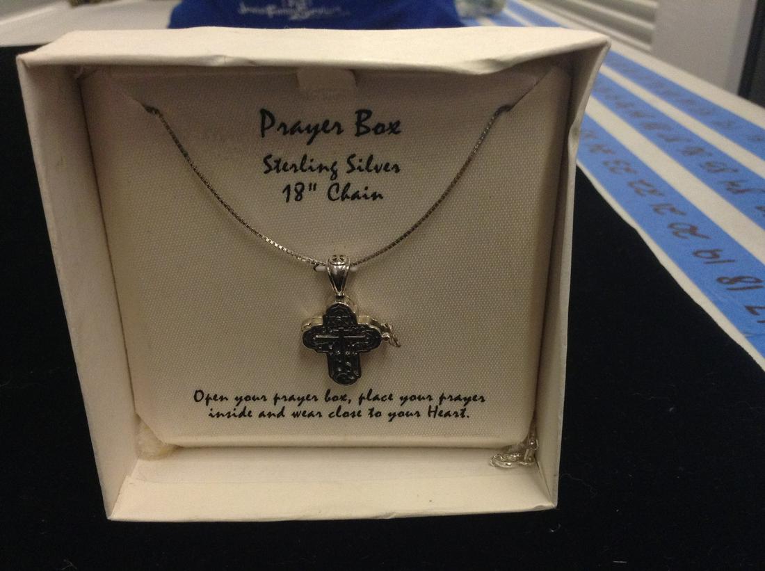 Sterling "Prayer" Chain with Cross Pendant/ Locket: Sterling "Prayer" Chain with Cross Pendant/ Locket