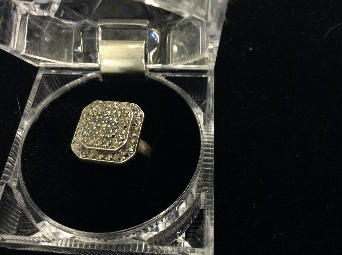 Large Octagonal Sterling Marcasite Ring: Large Octagonal Sterling Marcasite Ring