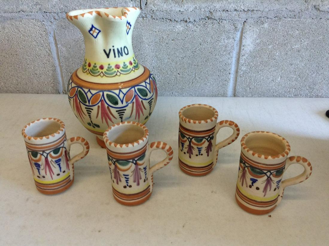Ceramic hand painted signed pitcher set (1 of 1)