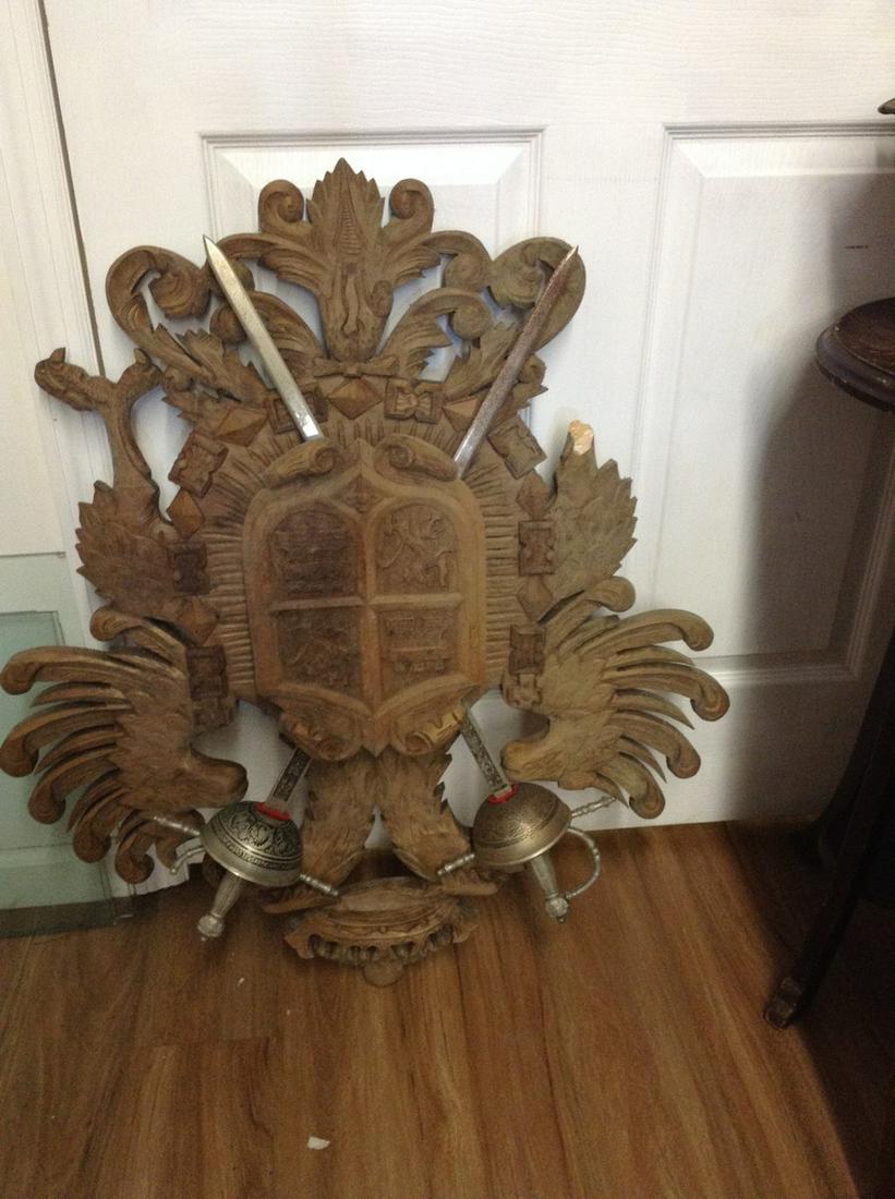 Hand carved wood sword display 34x29 (1 of 1)