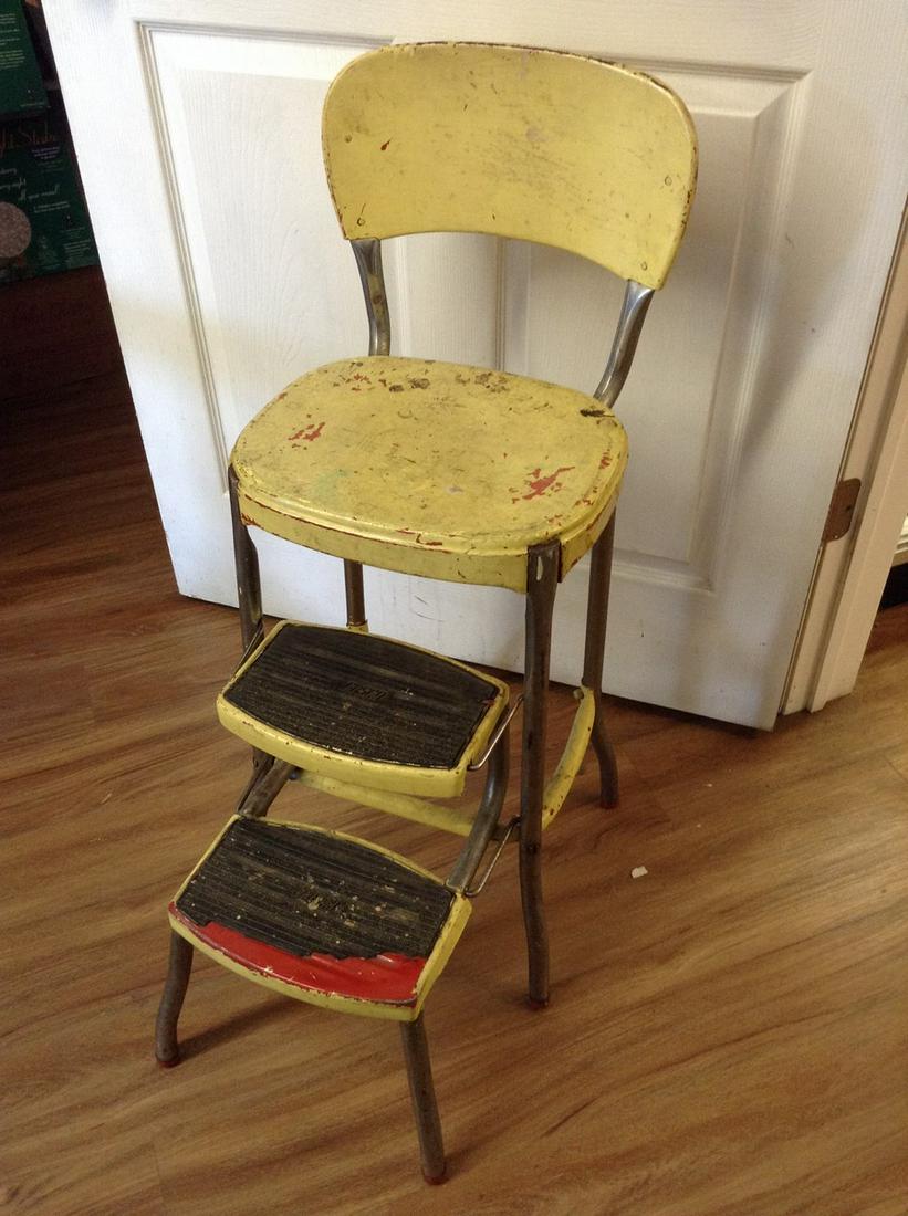 Vintage metal outlet step stool chair