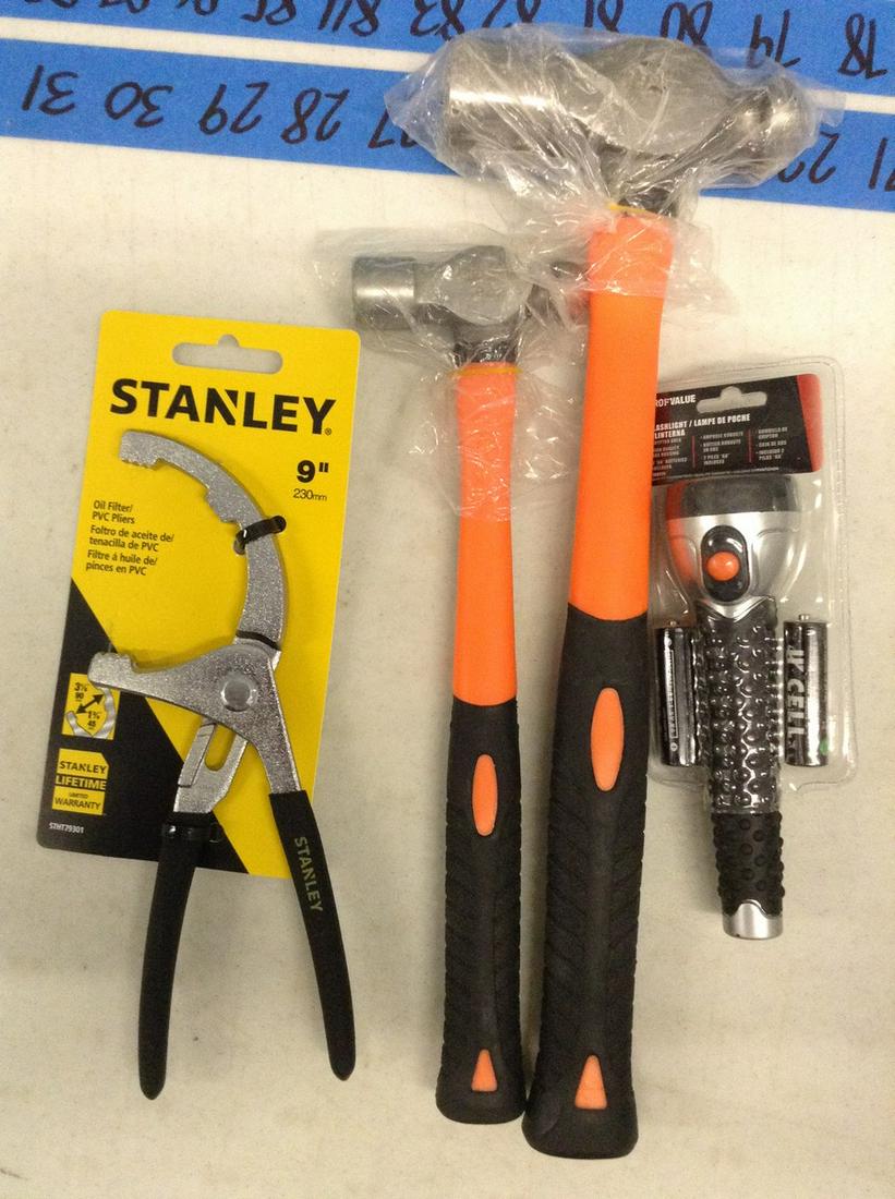Two Hammers, Stanley PVC Pliers, and Flashlight (1 of 1)