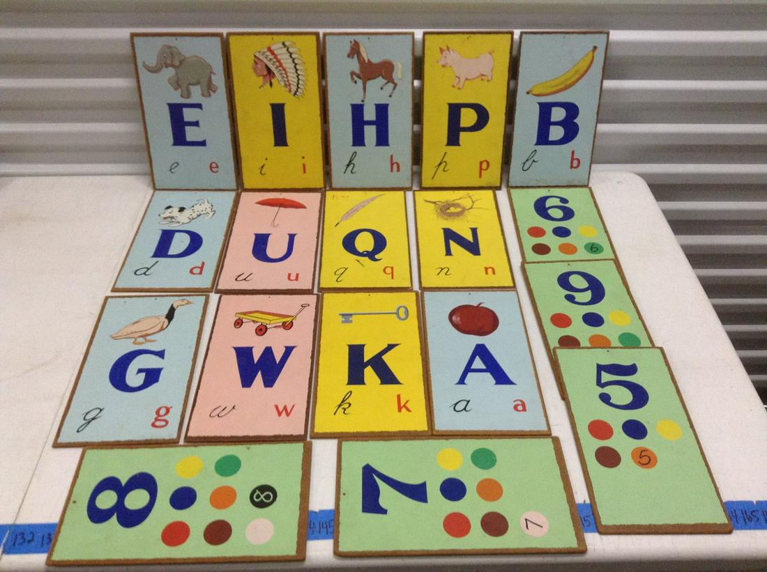 Hand painted Alphabet and Number Boards  11" long (1 of 1)