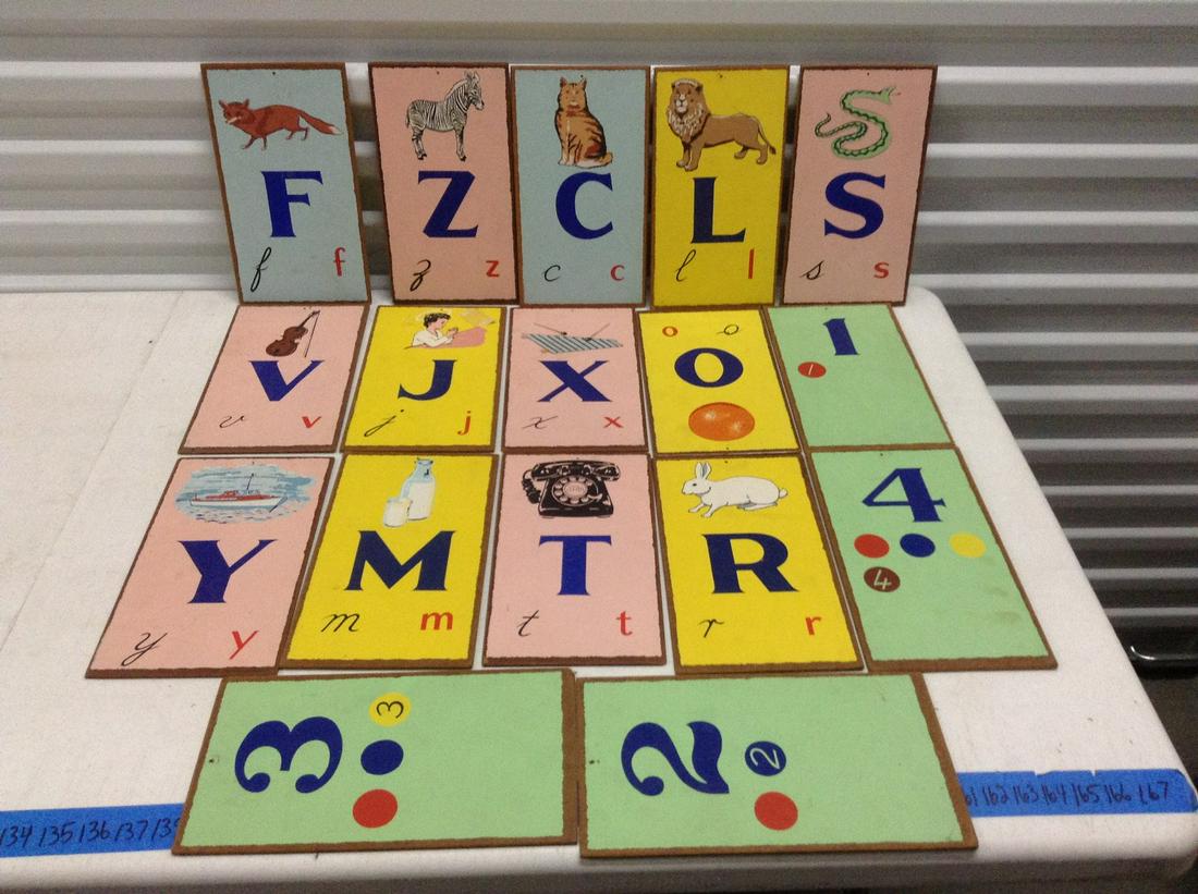 Hand painted Alphabet and Number Boards  11" long (1 of 1)