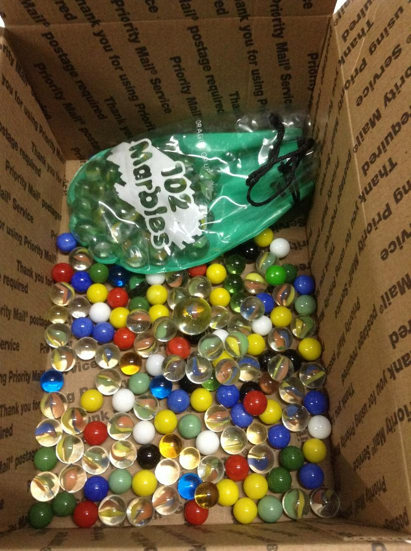 Box of Vintage Marbles with Shooter: Box of Vintage Marbles with Shooter