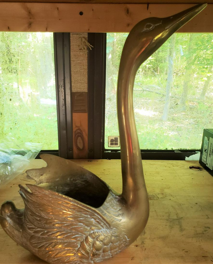 Solid Brass swan planter (1 of 1)