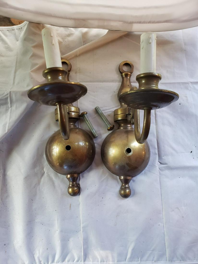 Pair of solid brass wall sconce candle holders (1 of 1)