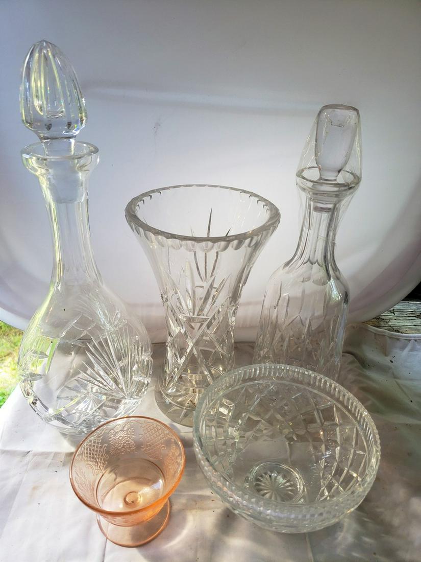 Lot of etched Lead Crystal decanters and more (1 of 1)