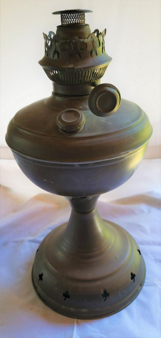 Vintage Copper oil lamp antique 12" There is a (1 of 1)