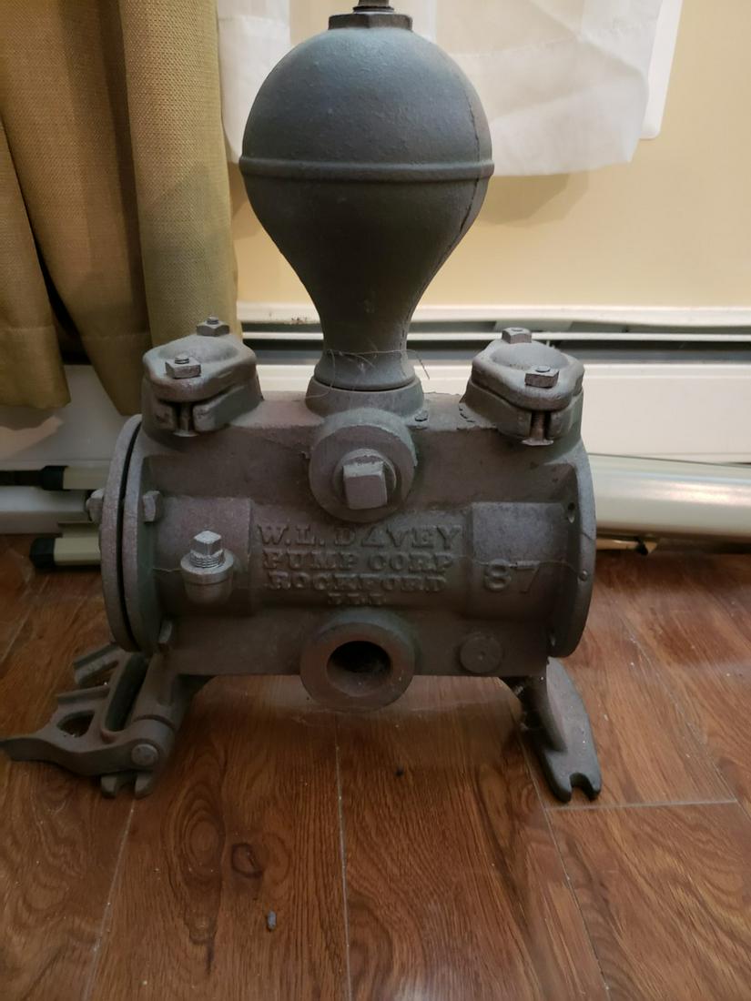 Antique cast iron pump by W.L. Davey measures 18" x 18" (1 of 1)