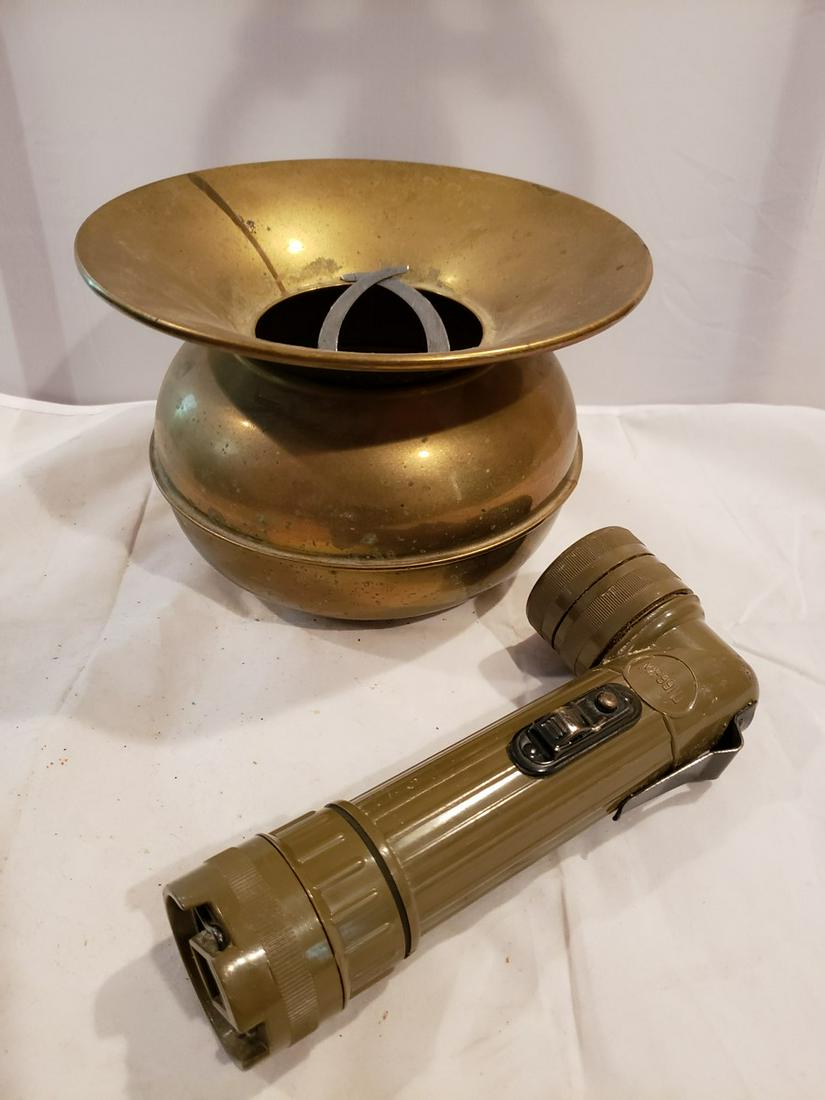 Vintage Spittoon and flashlight: Vintage Spittoon and flashlight
