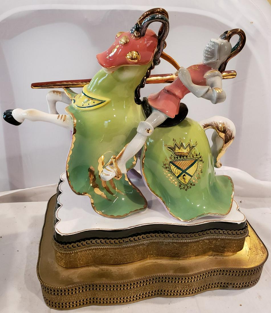 Very Unique Knight porcelain statue on gold guilt stand (1 of 1)