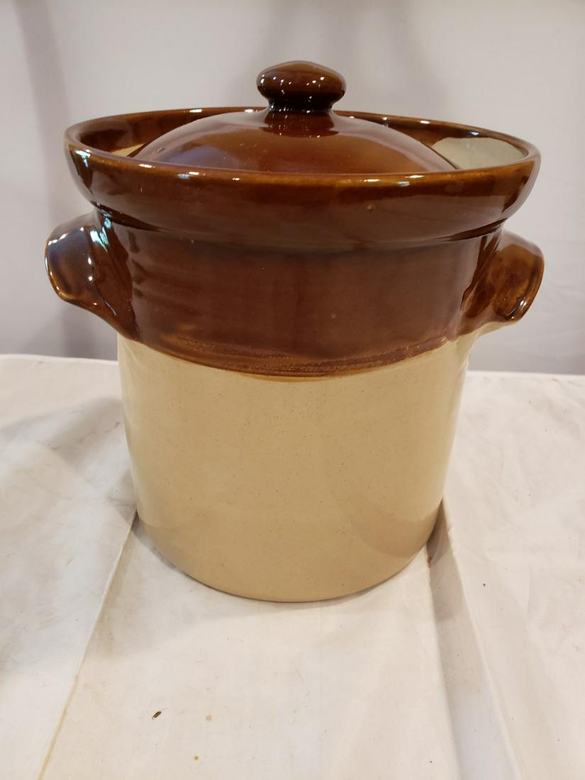 Vintage Brown/tan Bean pot Crock (1 of 1)