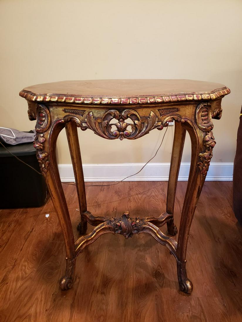 Antique carved wooden Victorian table 30"H x 28L x 16": Antique carved wooden Victorian table 30"H x 28L x 16" W